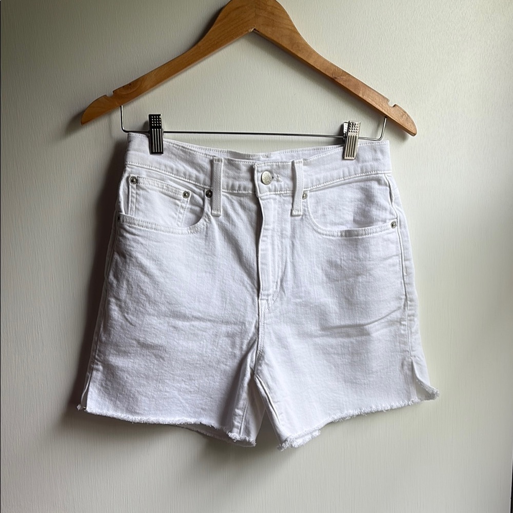 J. Crew Reinagined Sustainable Design White Jean Shorts High Waist Raw Hem